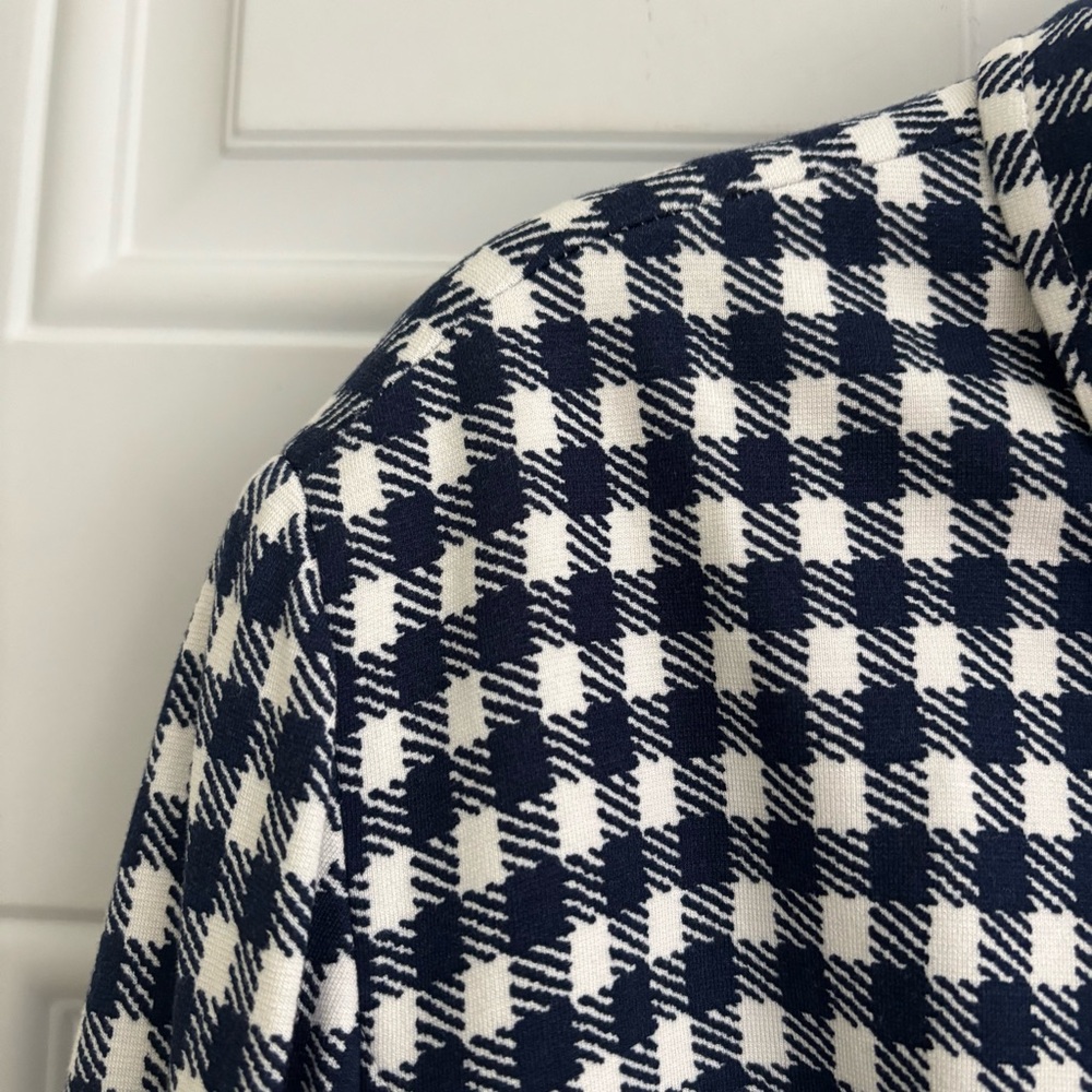 Chico’s Navy/White Gingham Checkered Knit Jacket, Size XL/16 - Picture 6 of 12